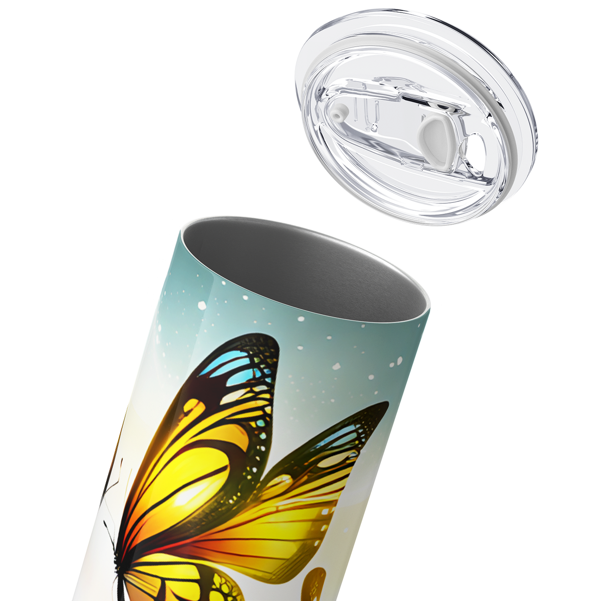 Yellow Butterflies 20oz Skinny Tumbler