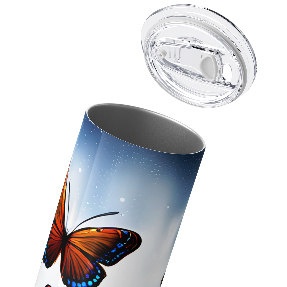 Orange and Blue Butterflies 20oz Skinny Tumbler