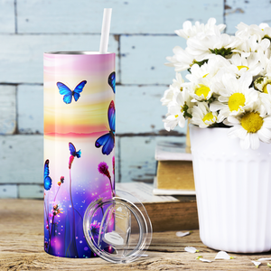 Blue Butterflies 20oz Skinny Tumbler