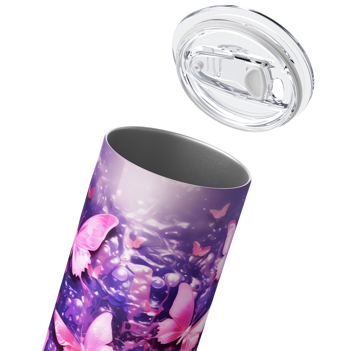 Pink Butterflies 20oz Skinny Tumbler