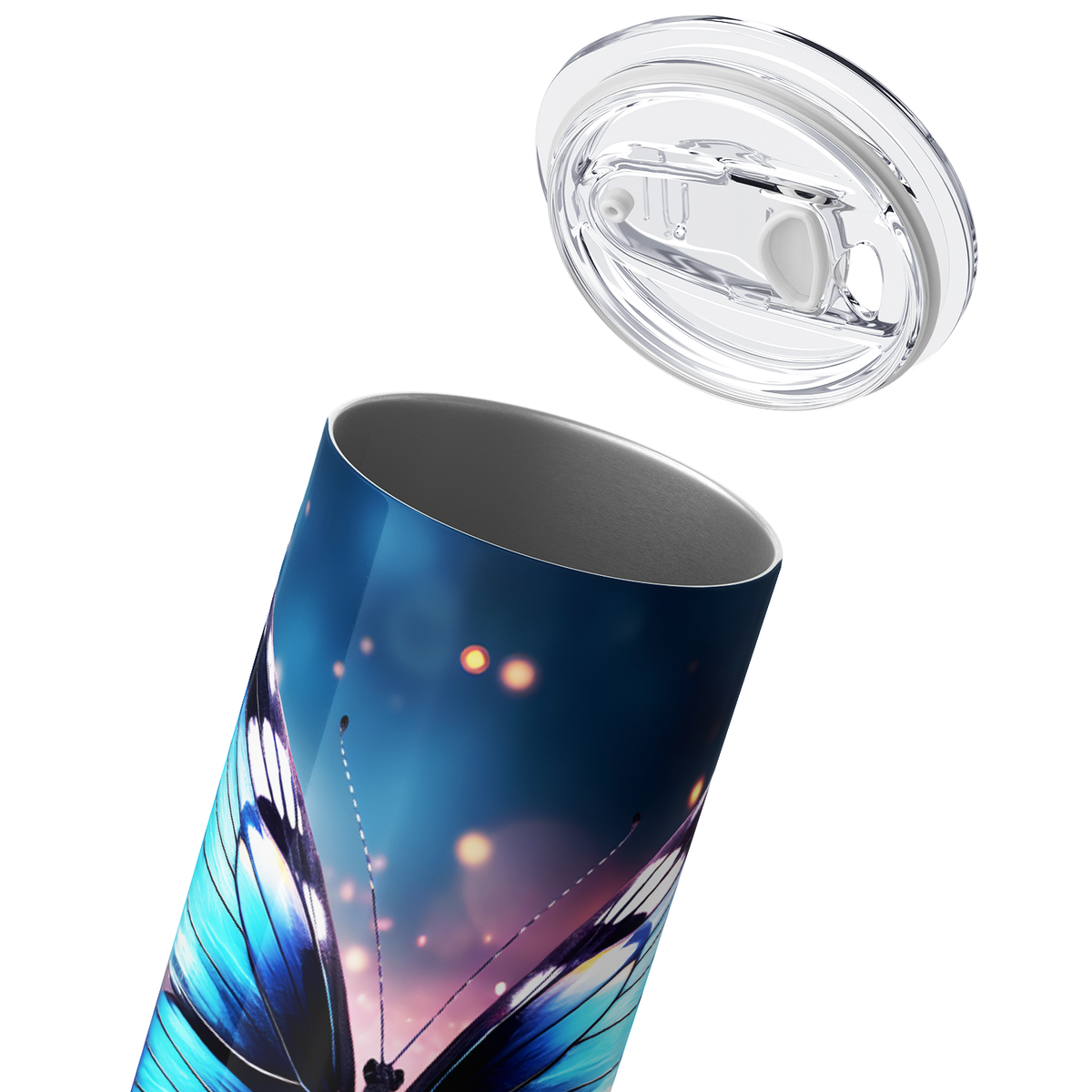 Blue Butterfly with Flower 20oz Skinny Tumbler