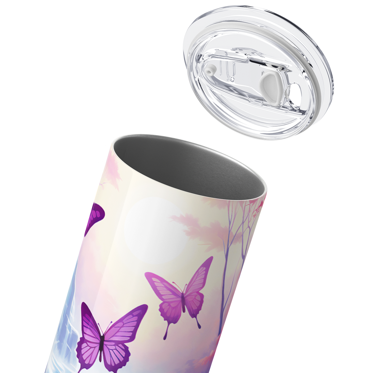 Flying Pink Butterflies 20oz Skinny Tumbler