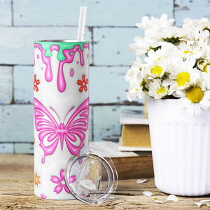 Butterfly Dripping Inflated Balloon 20oz Skinny Tumbler