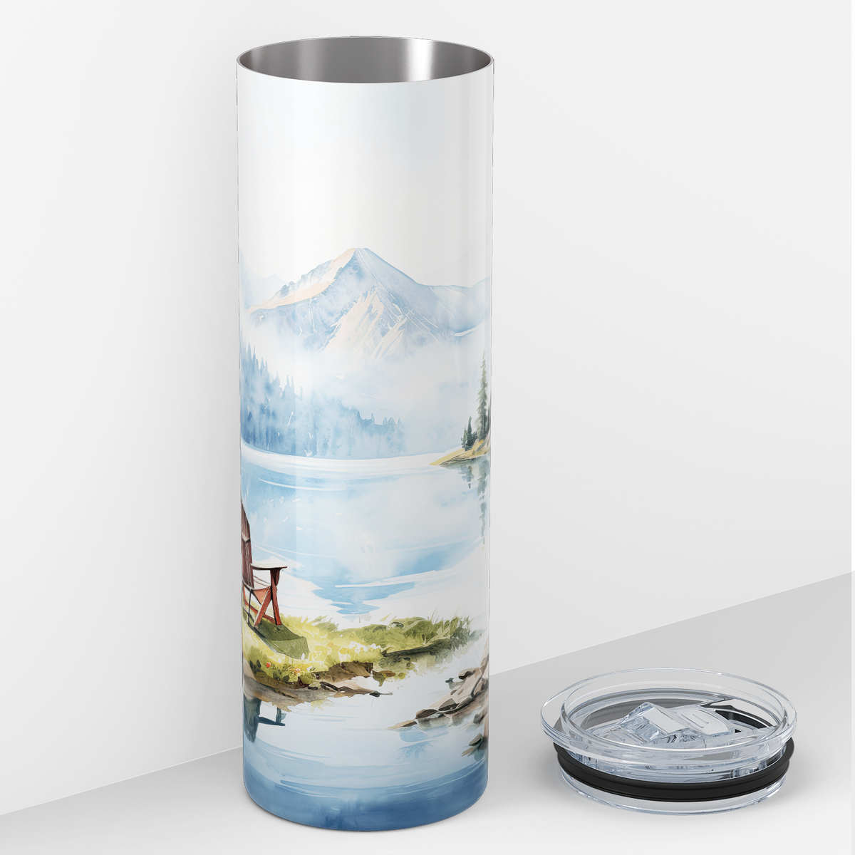 Lake with Chairs 20oz Skinny Tumbler