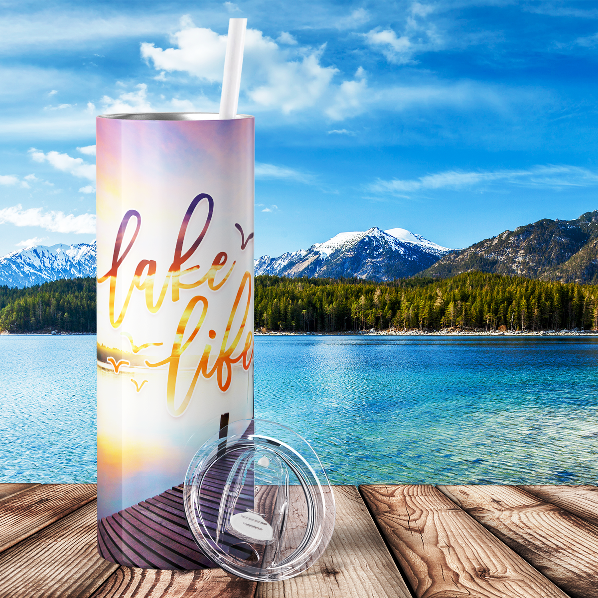 Lake Life Sunset 20oz Skinny Tumbler