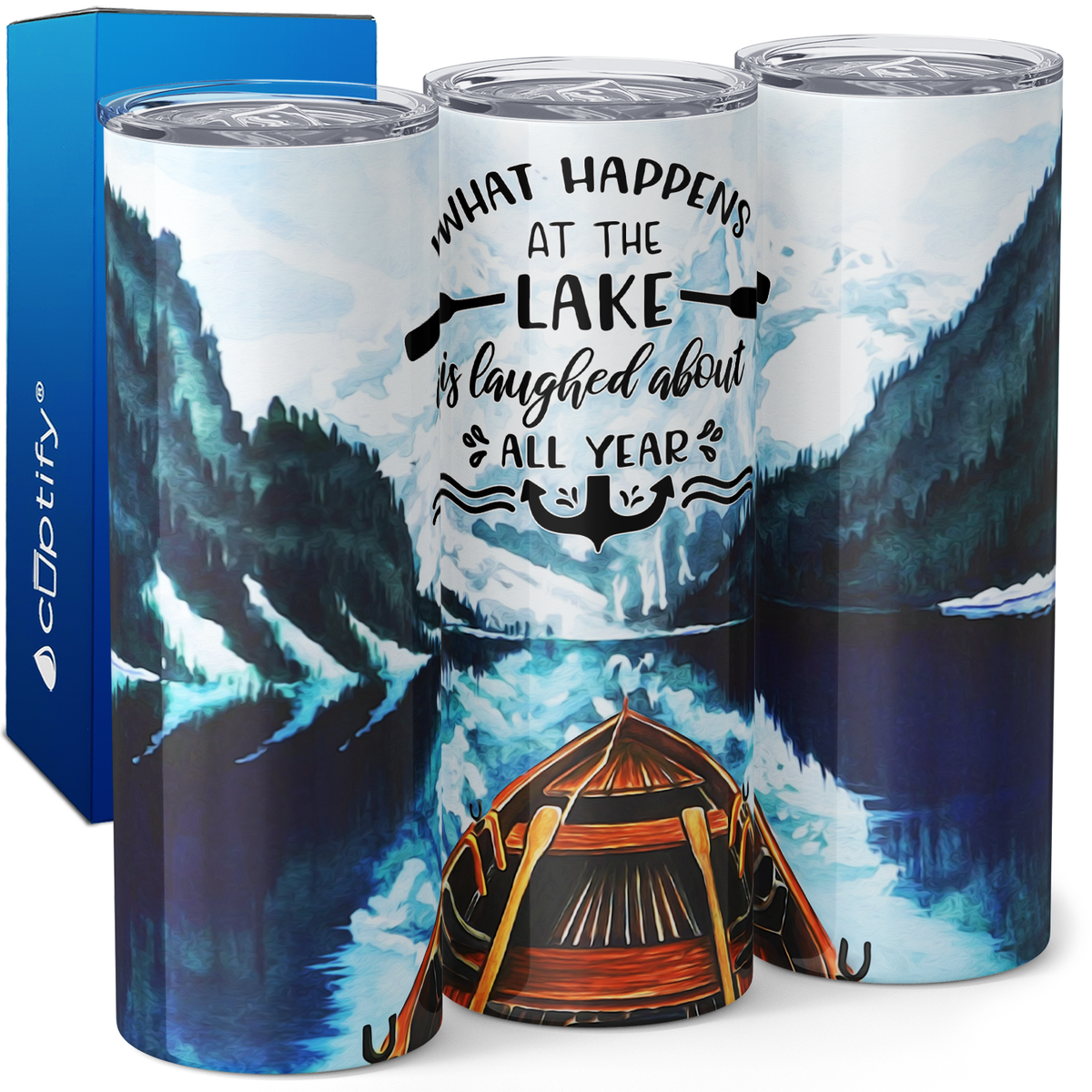 What Happens at the Lake 20oz Skinny Tumbler