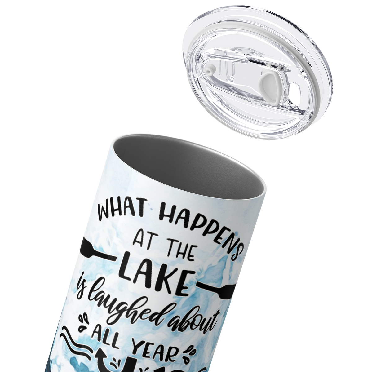 What Happens at the Lake 20oz Skinny Tumbler