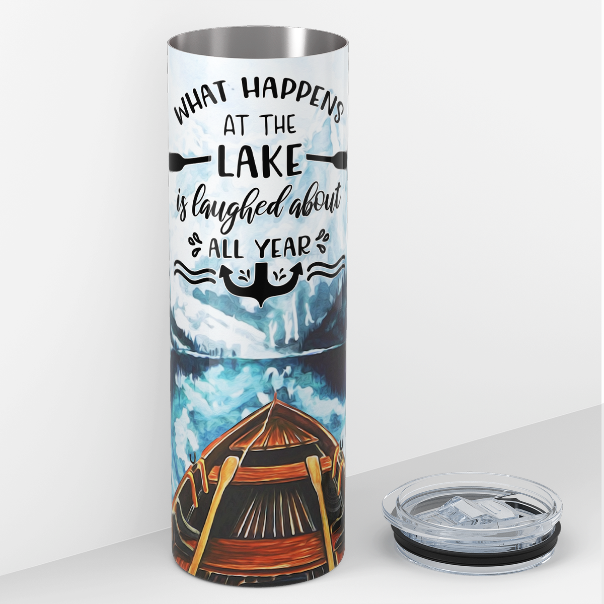 What Happens at the Lake 20oz Skinny Tumbler