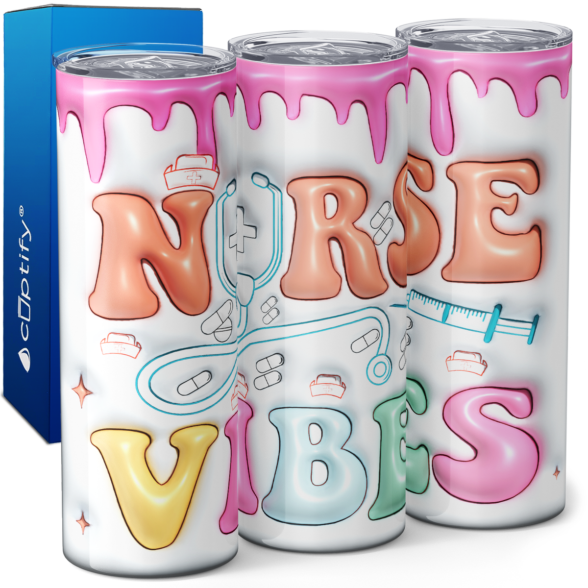 Nurse Vibes Inflated Balloon 20oz Skinny Tumbler