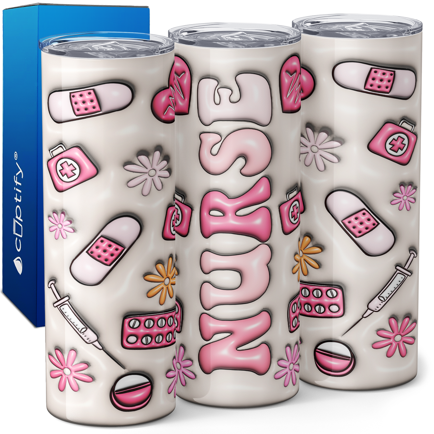 Nurse Pink Inflated Balloon 20oz Skinny Tumbler