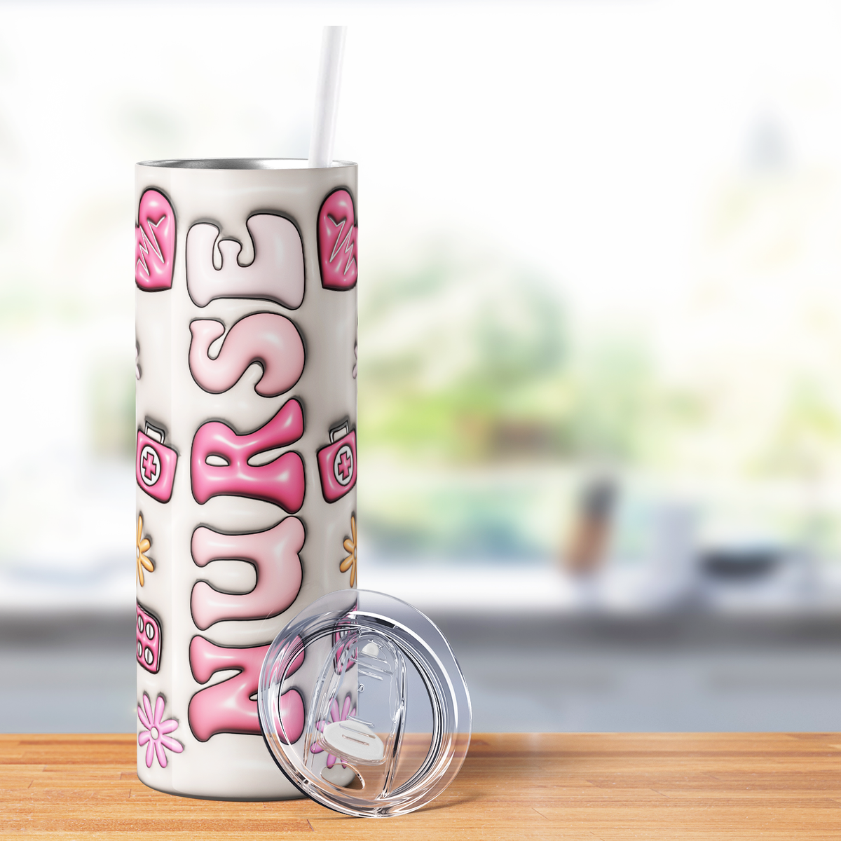 Nurse Pink Inflated Balloon 20oz Skinny Tumbler