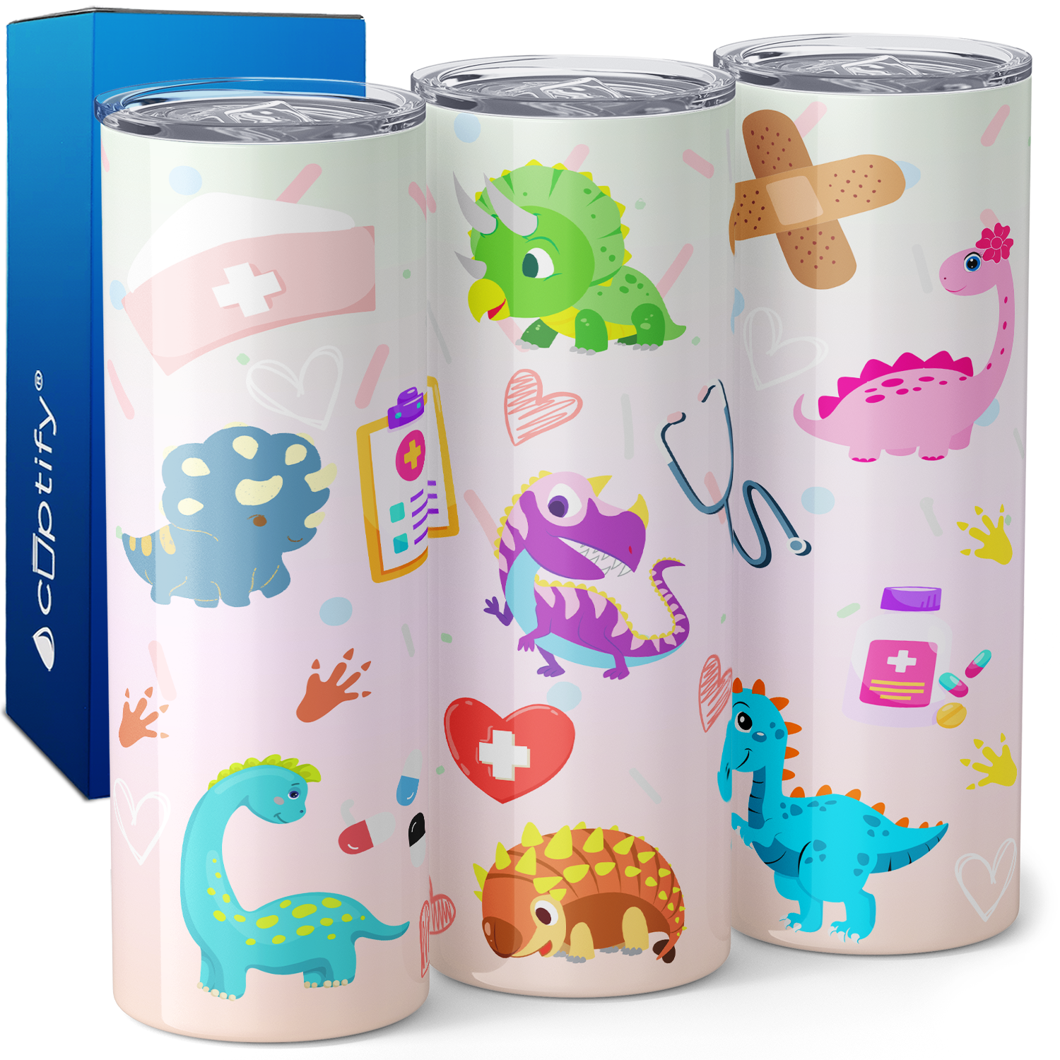 Pediatric Nurse Dinosaurs 20oz Skinny Tumbler