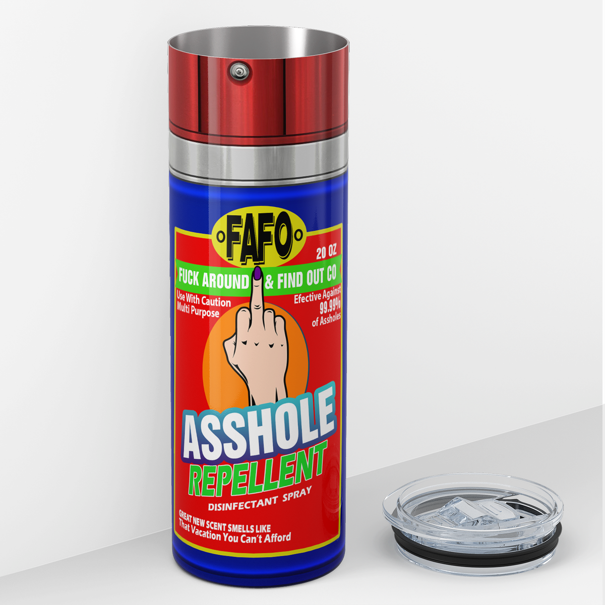 Asshole Replellent Blue and Red 20oz Skinny Funny Tumbler
