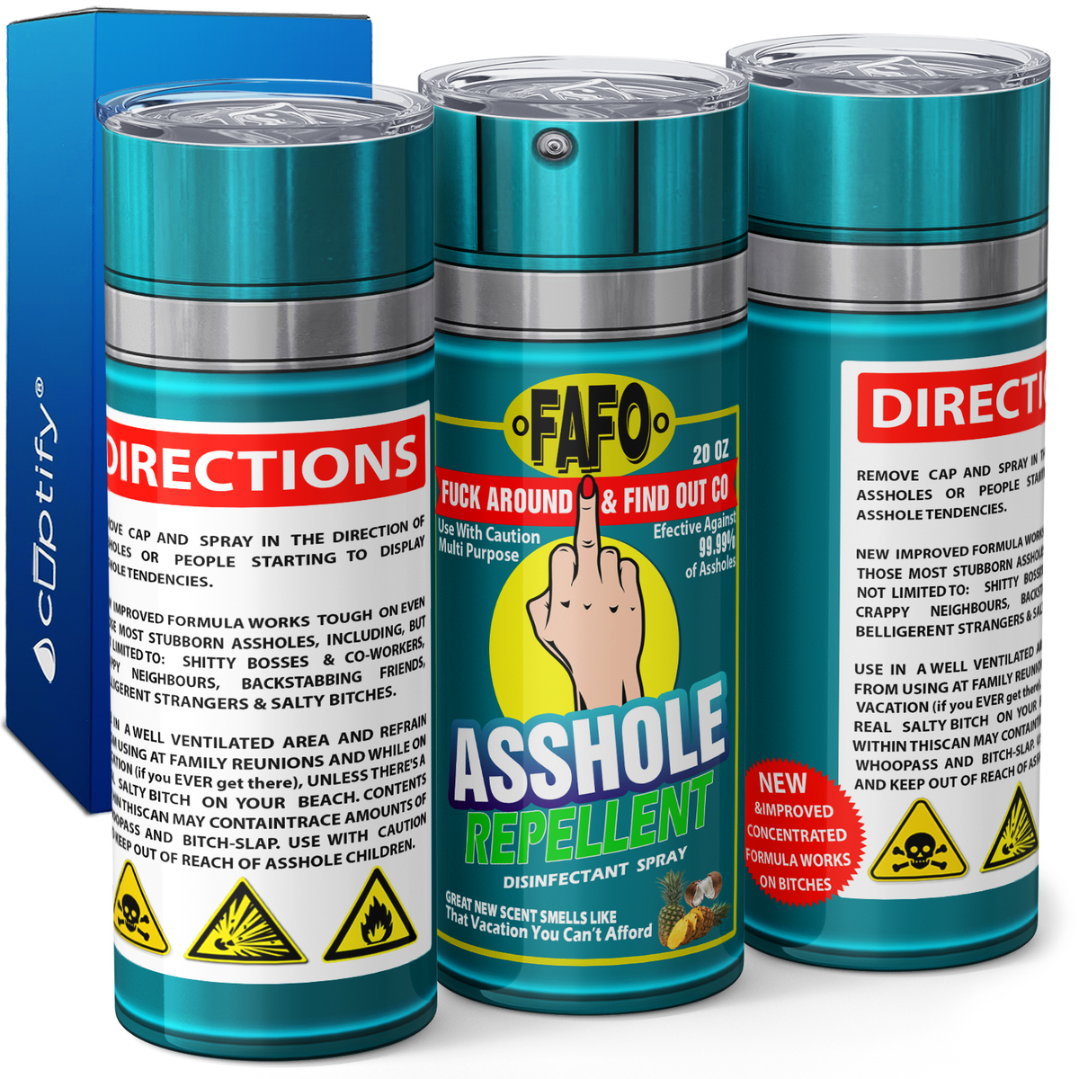 Asshole Replellent Coconut and Pineapple Teal 20oz Skinny Funny Tumbler