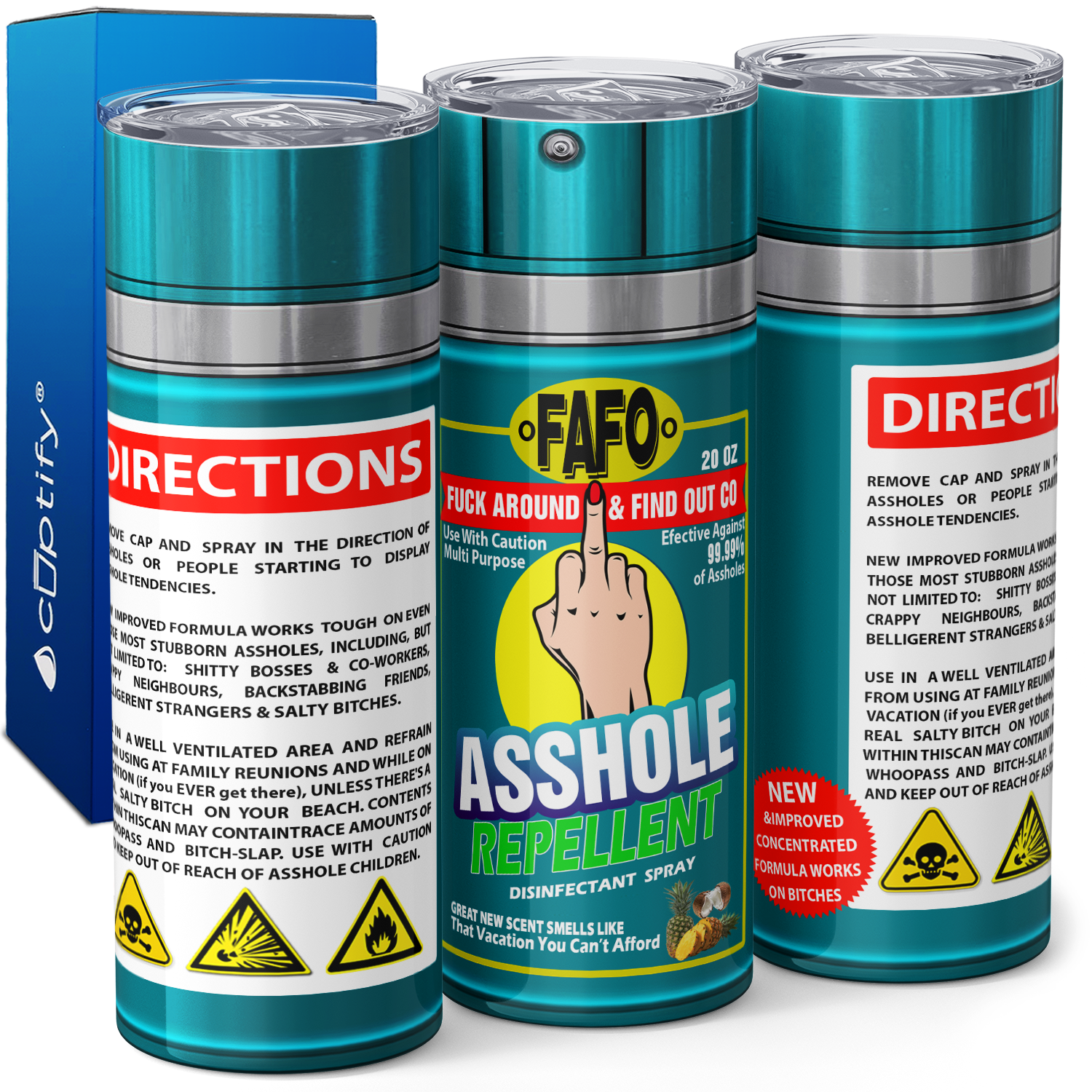 Asshole Replellent Coconut and Pineapple Teal 20oz Skinny Funny Tumbler