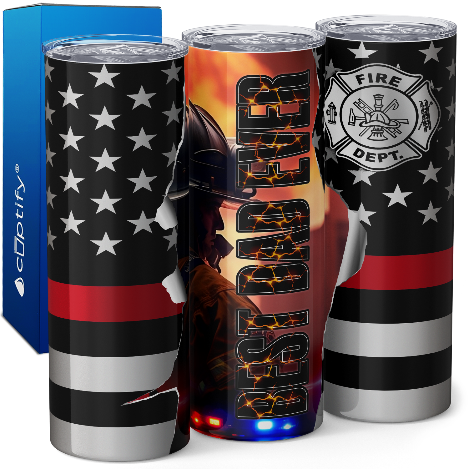 Firefighter Best Dad Ever 20oz Skinny Tumbler