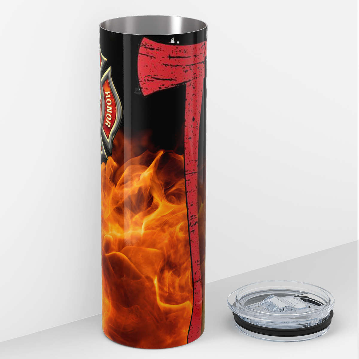 Firefighter Axe with American Flag 20oz Skinny Tumbler