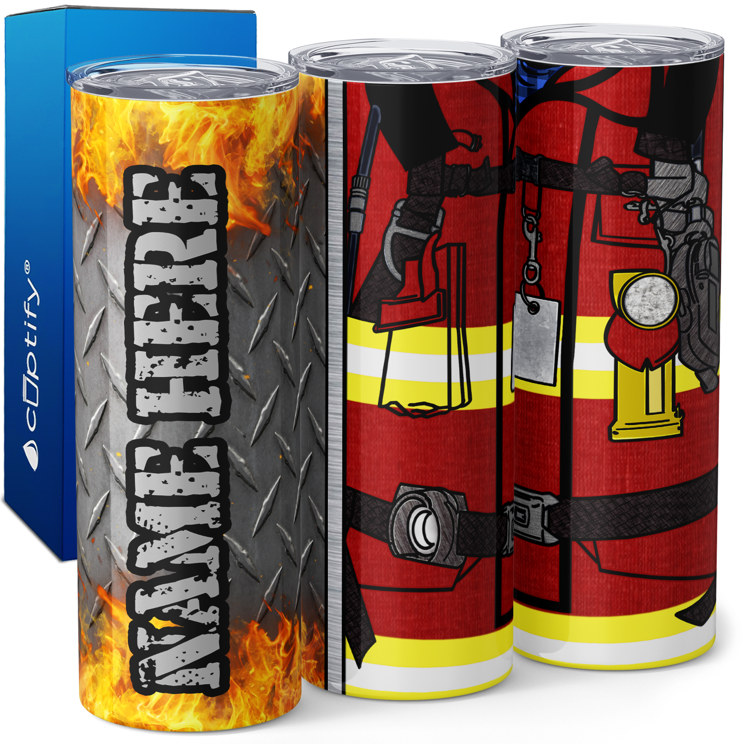 Personalized Firefighter Red Turnout Gear 20oz Skinny Tumbler