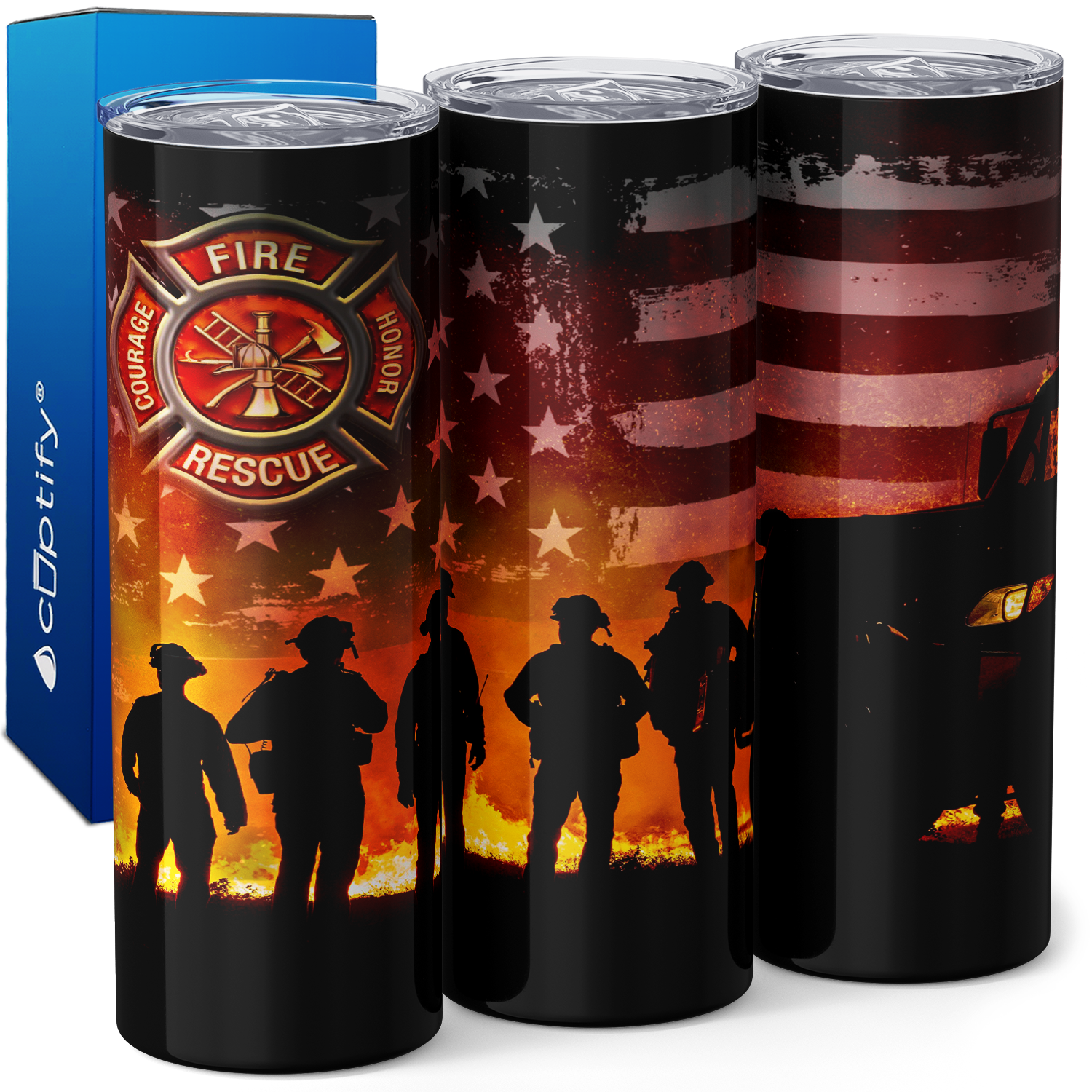 Firefighters Standing 20oz Skinny Tumbler