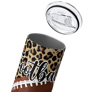 Football Mom on Leopard Print 20oz Skinny Tumbler