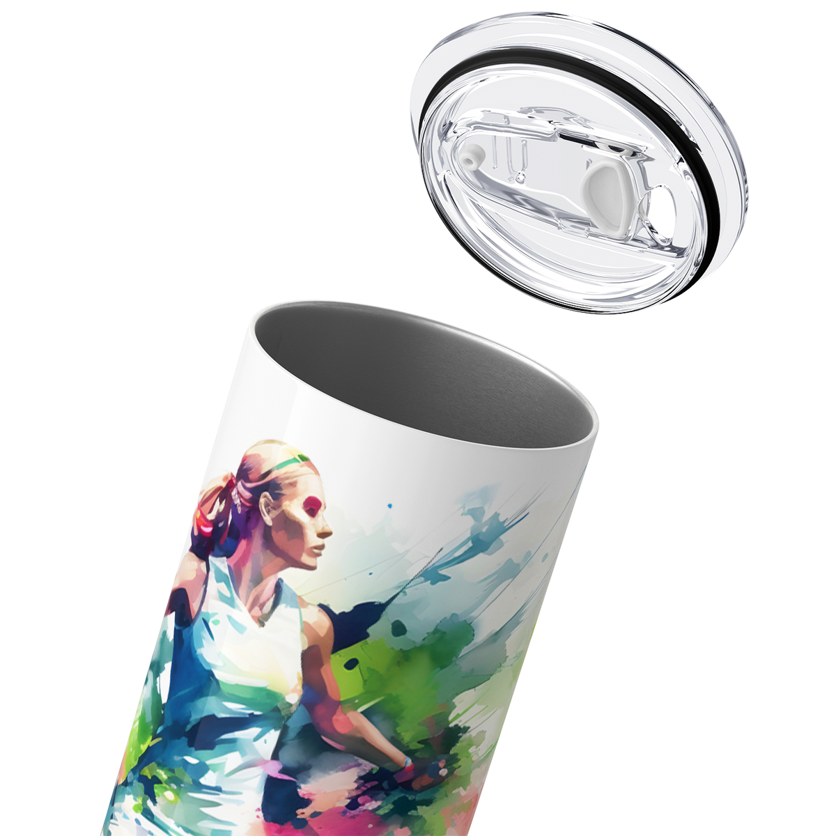 Personalized Just a Girl Who Loves Tennis Watercolor 20oz Skinny Tumbler