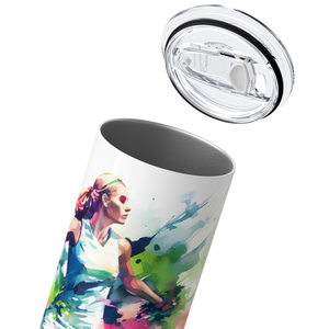 Personalized Just a Girl Who Loves Tennis Watercolor 20oz Skinny Tumbler