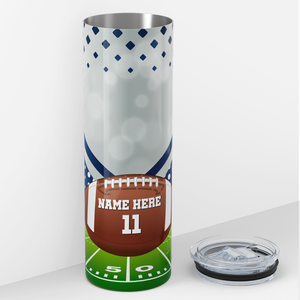 Personalized Field on Football 20oz Skinny Tumbler