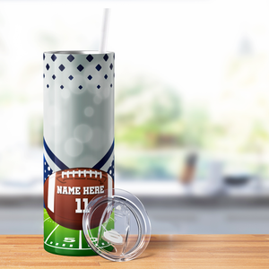 Personalized Field on Football 20oz Skinny Tumbler