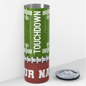 Personalized Football on Field 20oz Skinny Tumbler