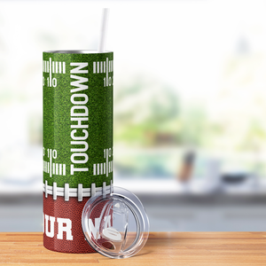 Personalized Football on Field 20oz Skinny Tumbler