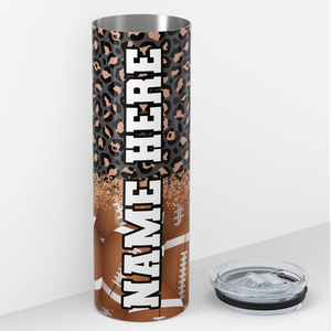 Personalized Leopard Football 20oz Skinny Tumbler