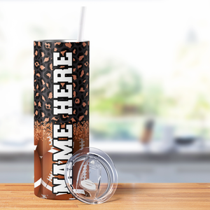 Personalized Leopard Football 20oz Skinny Tumbler