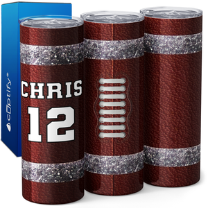Personalized Player Name and Number Football 20oz Skinny Tumbler