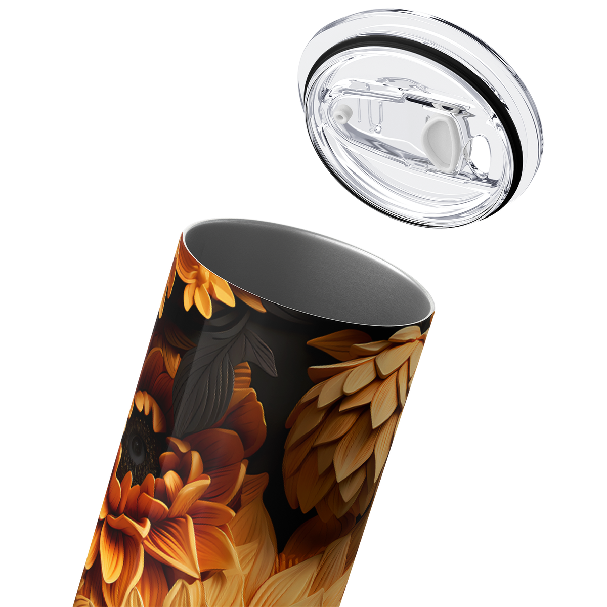 Black and Yellow Sunflowers 20oz Skinny Tumbler