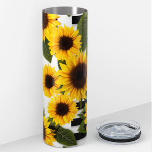 Sunflowers Brilliant Yellow Petals 20oz Skinny Tumbler