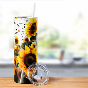 Sunflowers Field with Black Spots 20oz Skinny Tumbler