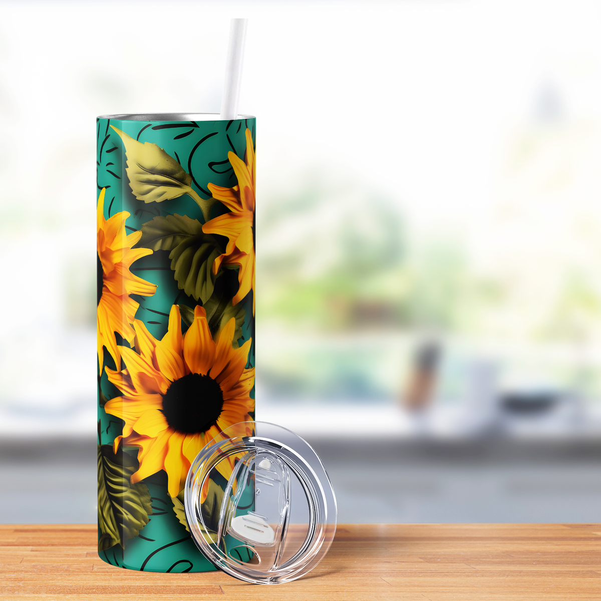 Sunflowers on Green 20oz Skinny Tumbler