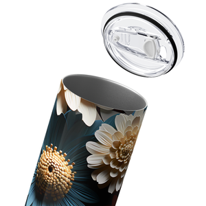 Sunflowers with White Teal and Yellow 3D 20oz Skinny Tumbler