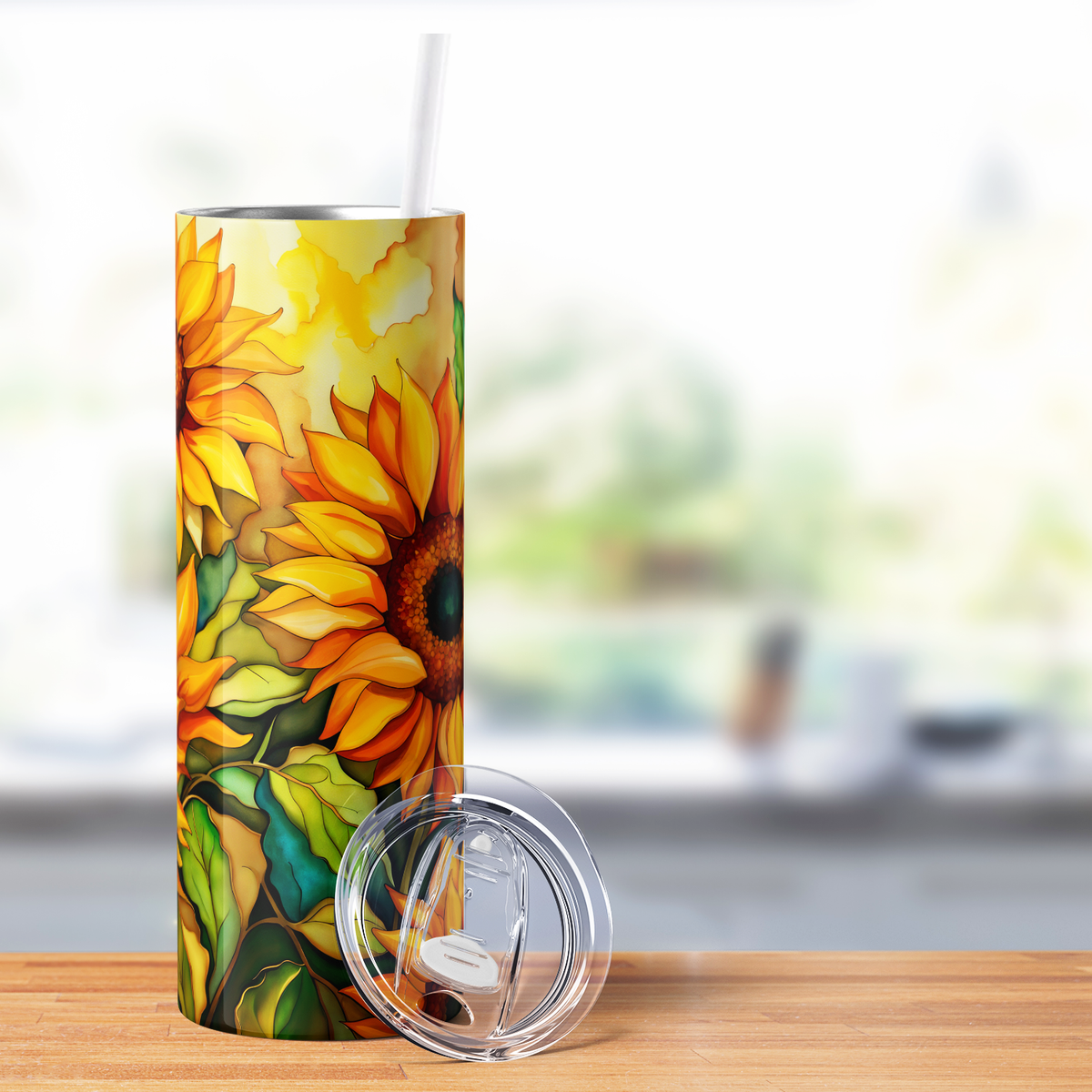 Watercolor Sunflowers 20oz Skinny Tumbler