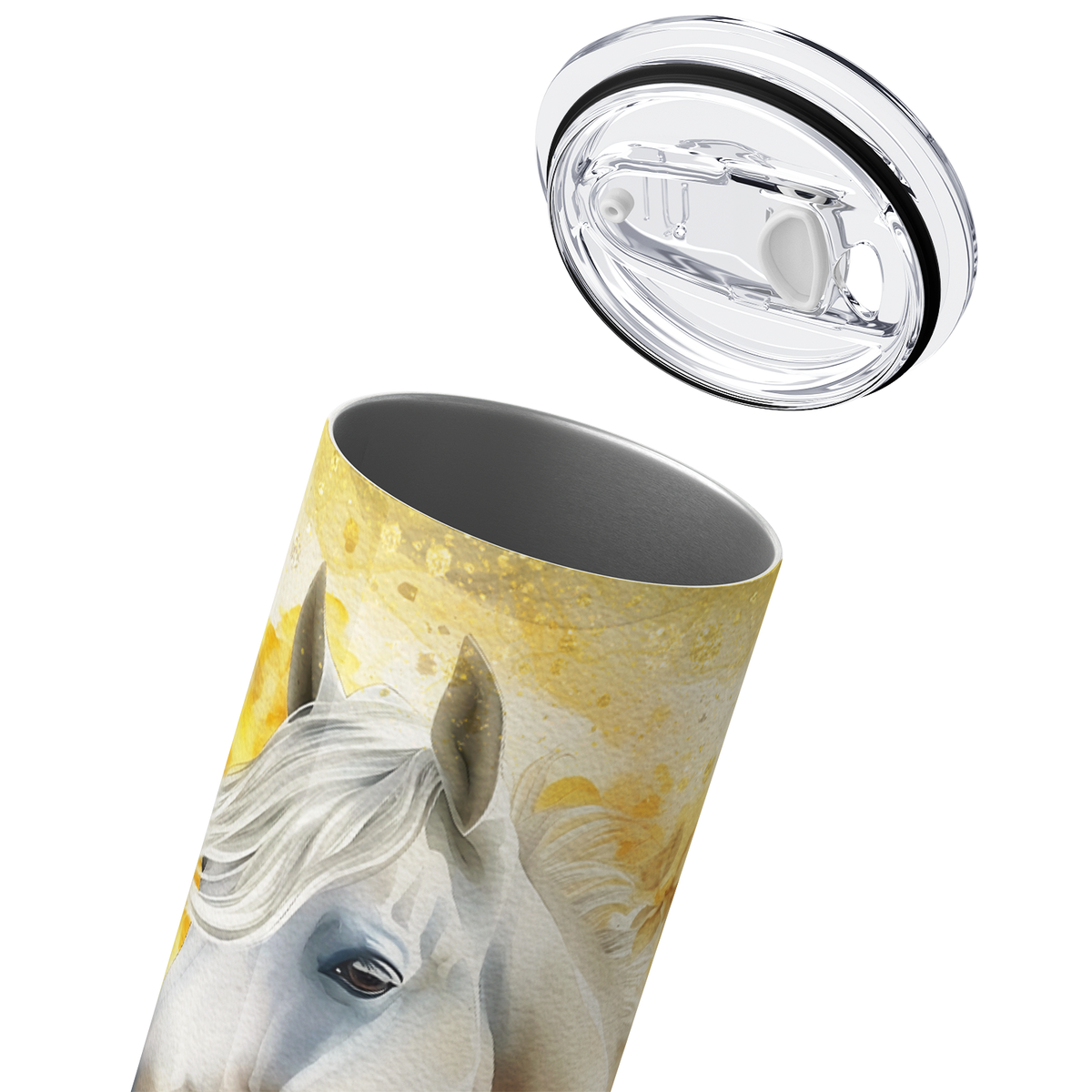 White Horse with Sunflowers 20oz Skinny Tumbler