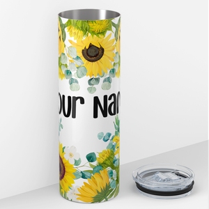 Personalized Bright Sunflowers 20oz Skinny Tumbler