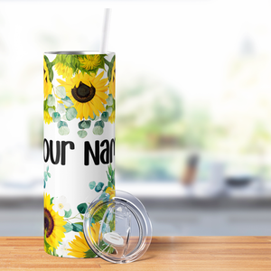 Personalized Bright Sunflowers 20oz Skinny Tumbler