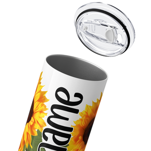 Personalized Bright Sunflowers Mirrored 20oz Skinny Tumbler