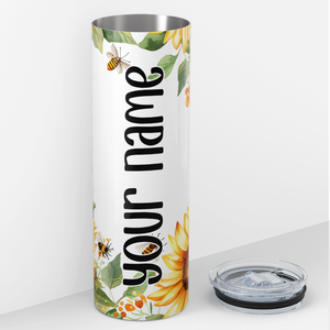 Personalized Sunflowers with Bees 20oz Skinny Tumbler