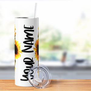 Personalized Sunflowers 20oz Skinny Tumbler