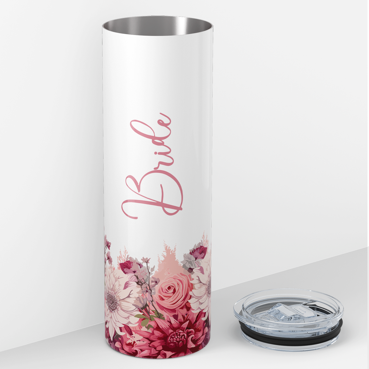 Bride on Pink Flowers 20oz Skinny Tumbler