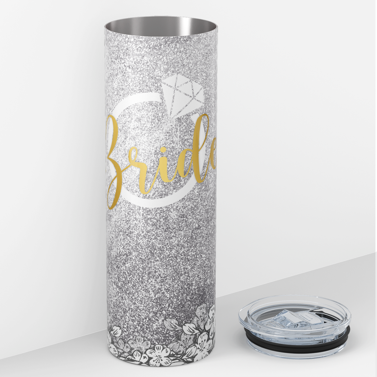 Bride on Silver Glitters 20oz Skinny Tumbler
