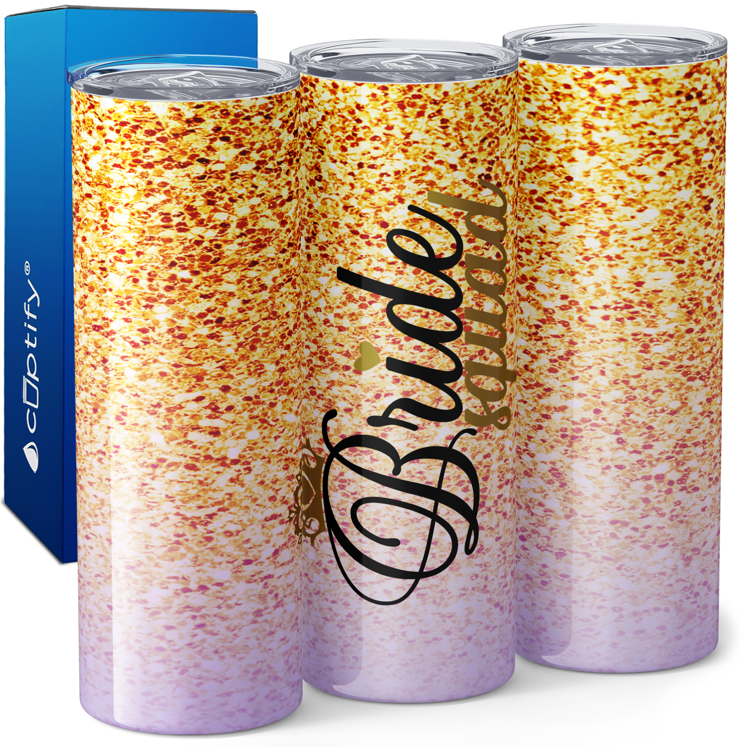 Bride Squad Gold and Pink 20oz Skinny Tumbler