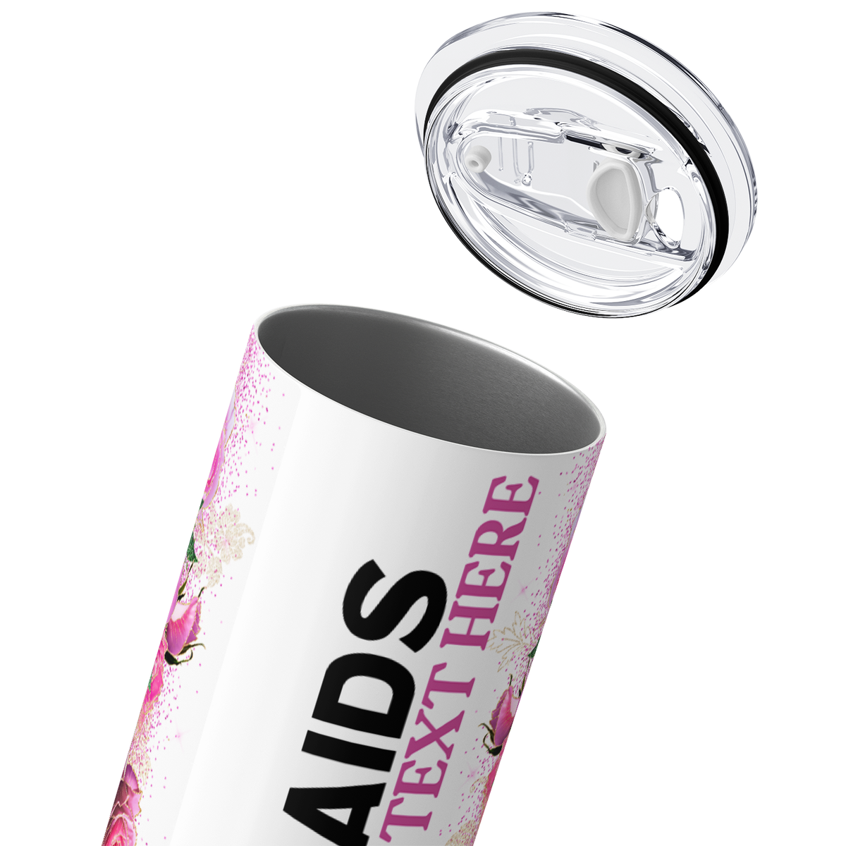 Personalized Real Bridesmaids Pink Floral 20oz Skinny Tumbler