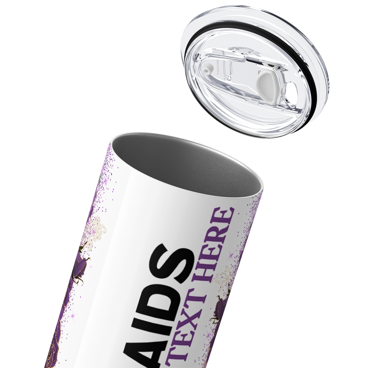 Personalized Real Bridesmaids Purple Floral 20oz Skinny Tumbler